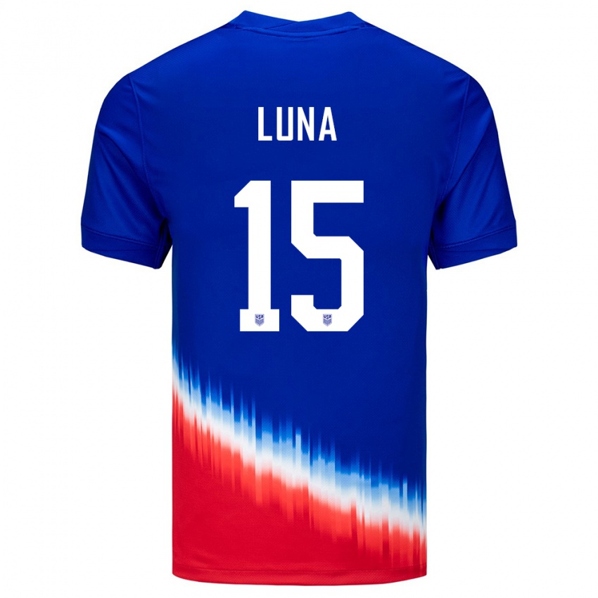 Hombre Camiseta Estados Unidos Diego Luna #15 Azul 2ª Equipación 24-26 La Camisa México