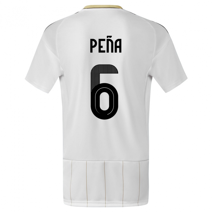 Hombre Camiseta Costa Rica Ricardo Pena #6 Blanco 2ª Equipación 24-26 La Camisa México