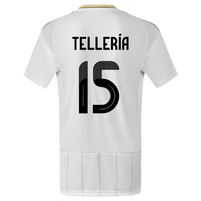 Hombre Camiseta Costa Rica Jostin Telleria #15 Blanco 2ª Equipación 24-26 La Camisa México