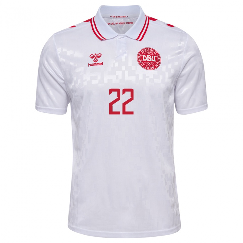 Hombre Camiseta Dinamarca Frederik Ronnow #22 Blanco 2ª Equipación 24-26 La Camisa México