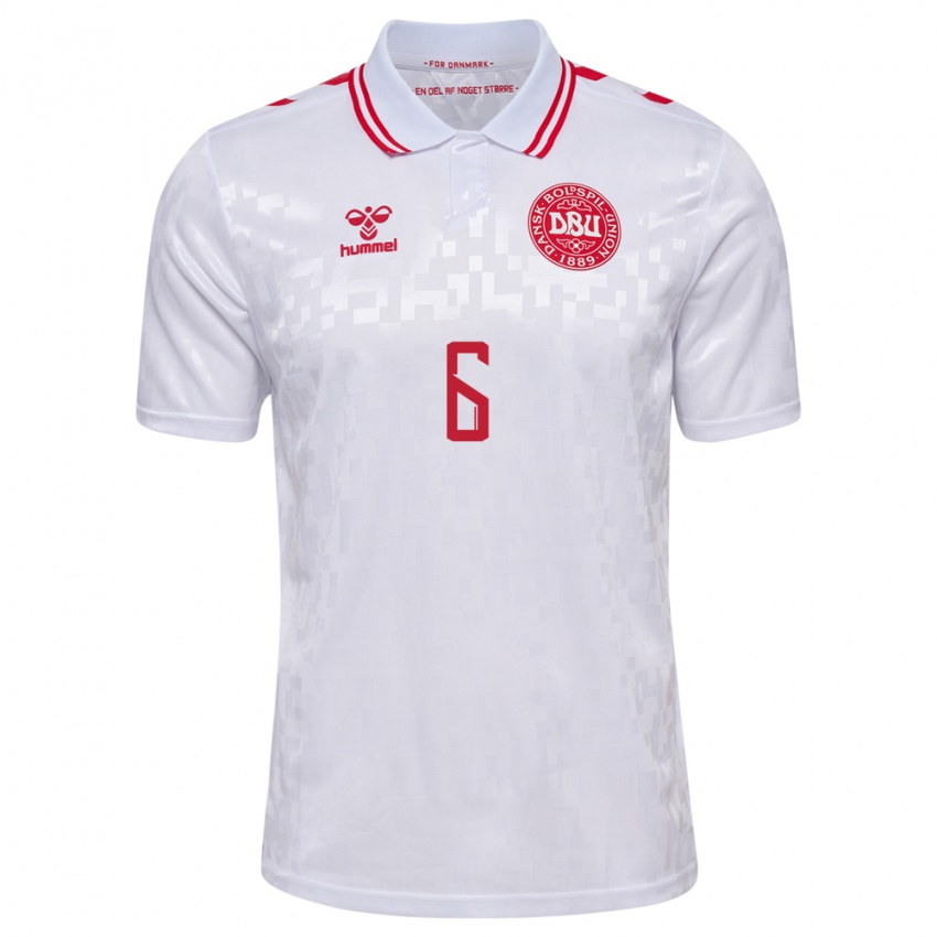 Hombre Camiseta Dinamarca William Clem #6 Blanco 2ª Equipación 24-26 La Camisa México