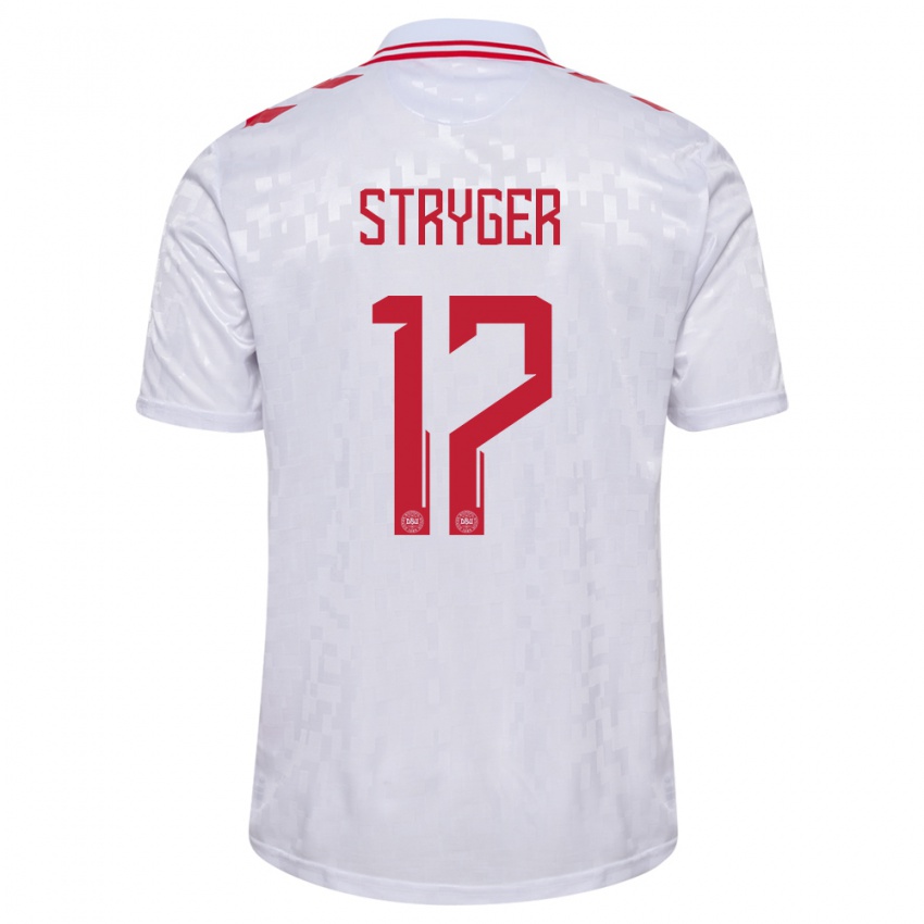Hombre Camiseta Dinamarca Jens Stryger Larsen #17 Blanco 2ª Equipación 24-26 La Camisa México
