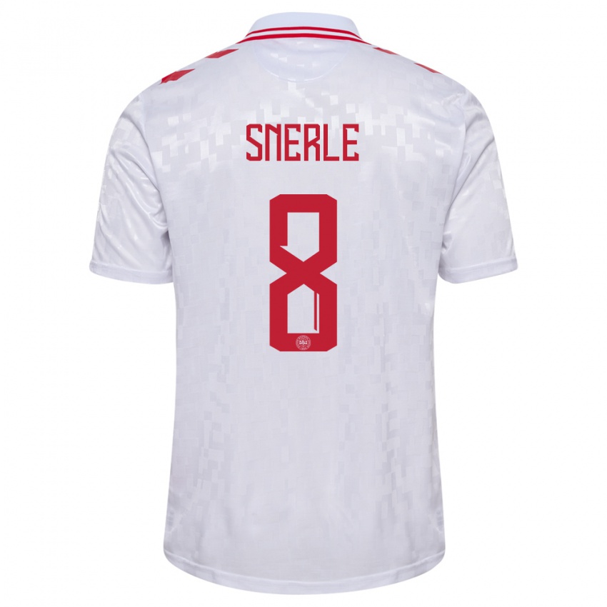 Hombre Camiseta Dinamarca Emma Snerle #8 Blanco 2ª Equipación 24-26 La Camisa México
