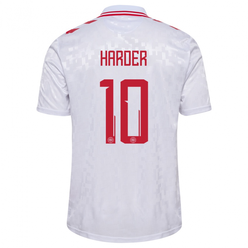 Hombre Camiseta Dinamarca Pernille Harder #10 Blanco 2ª Equipación 24-26 La Camisa México
