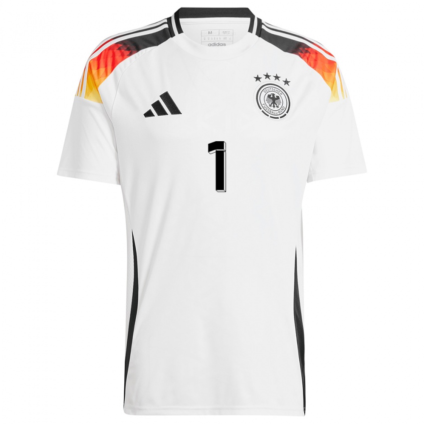Mujer Camiseta Alemania Frank Feller #1 Blanco 1ª Equipación 24-26 La Camisa México