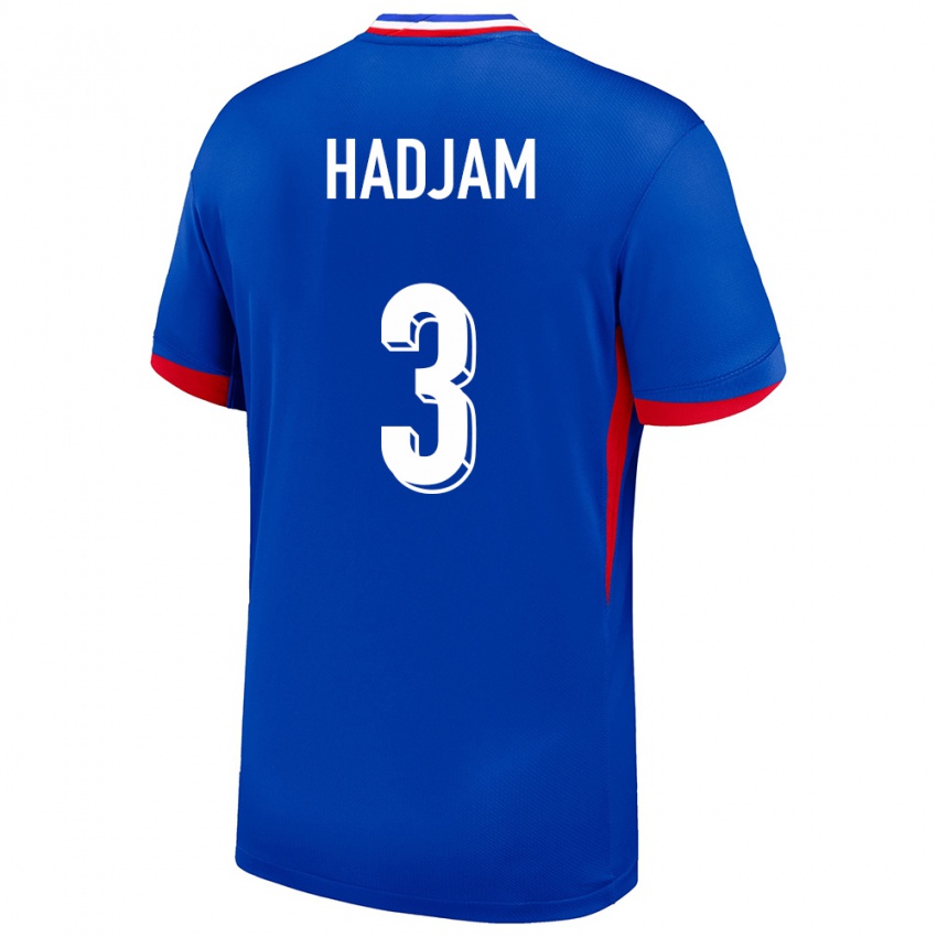 Mujer Camiseta Francia Jaouen Hadjam #3 Azul 1ª Equipación 24-26 La Camisa México