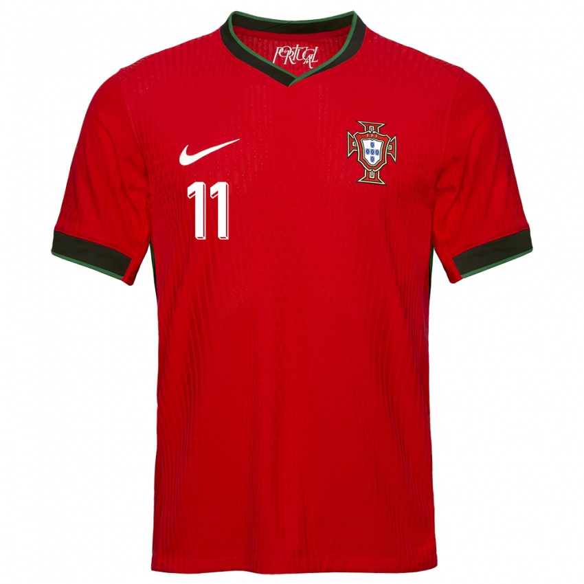 Mujer Camiseta Portugal Bruno Fernandes #11 Rojo 1ª Equipación 24-26 La Camisa México