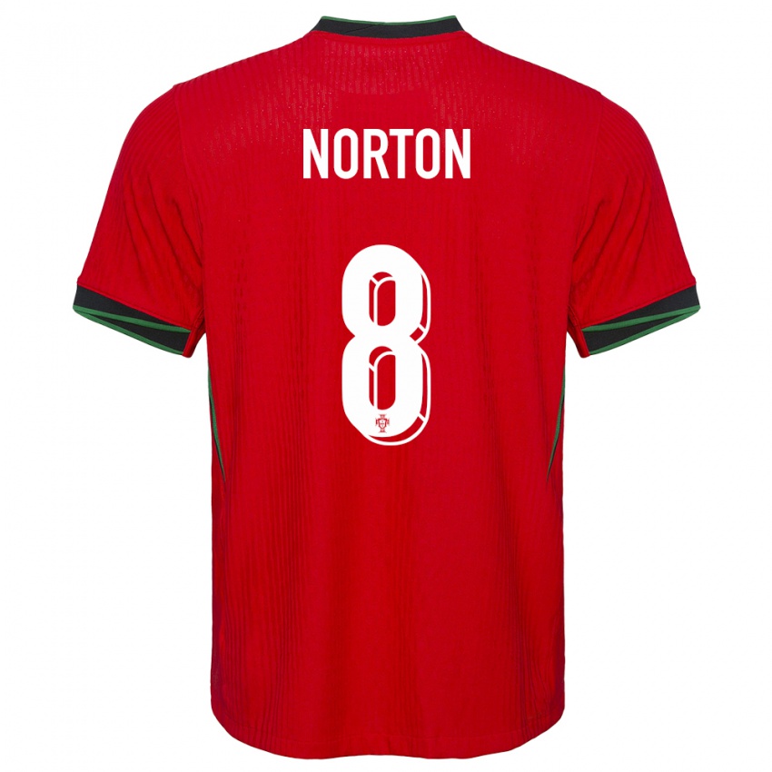 Mujer Camiseta Portugal Andreia Norton #8 Rojo 1ª Equipación 24-26 La Camisa México
