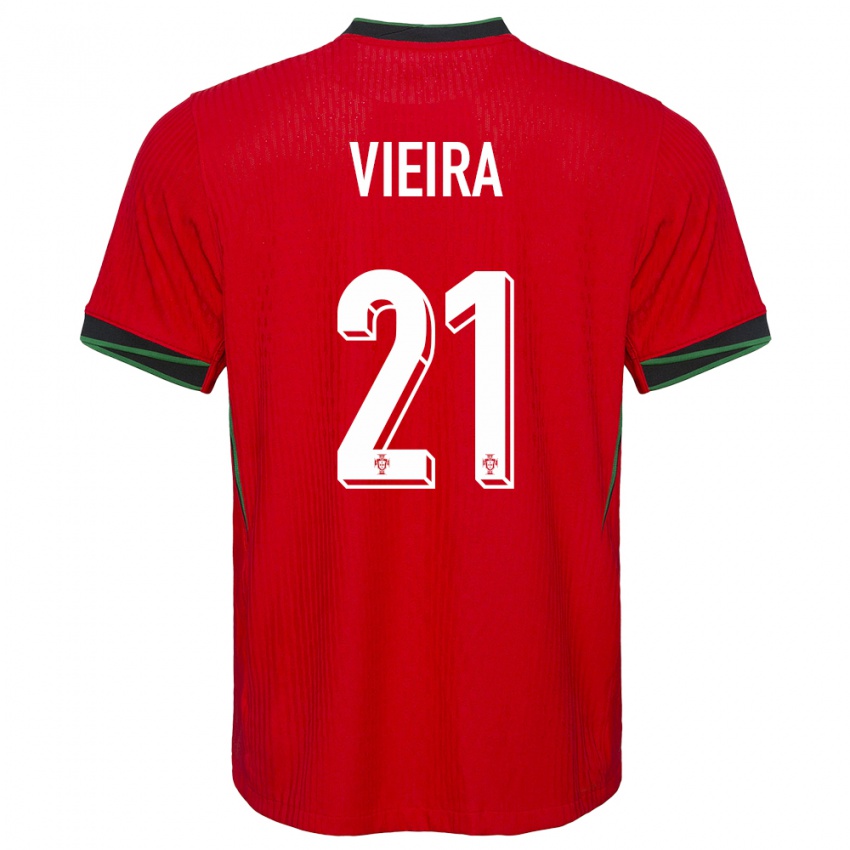 Mujer Camiseta Portugal Fabio Vieira #21 Rojo 1ª Equipación 24-26 La Camisa México