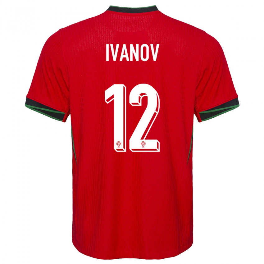 Mujer Camiseta Portugal David Ivanov #12 Rojo 1ª Equipación 24-26 La Camisa México