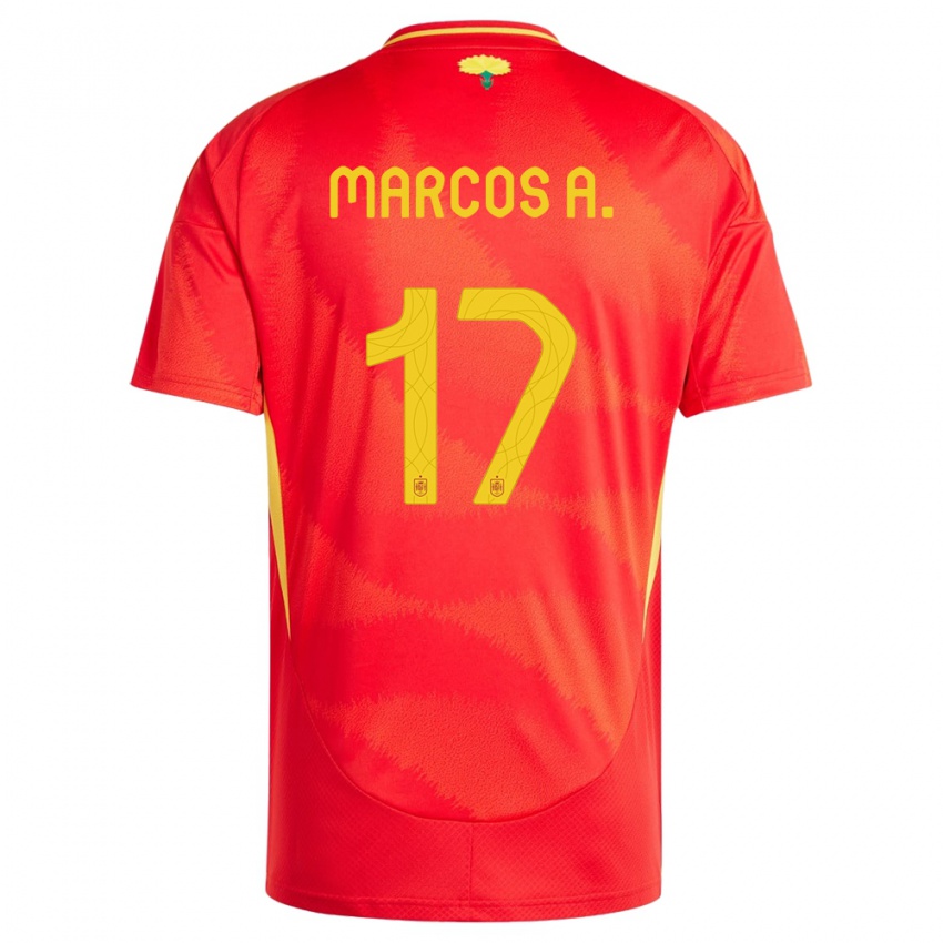 Mujer Camiseta España Marcos Alonso #17 Rojo 1ª Equipación 24-26 La Camisa México