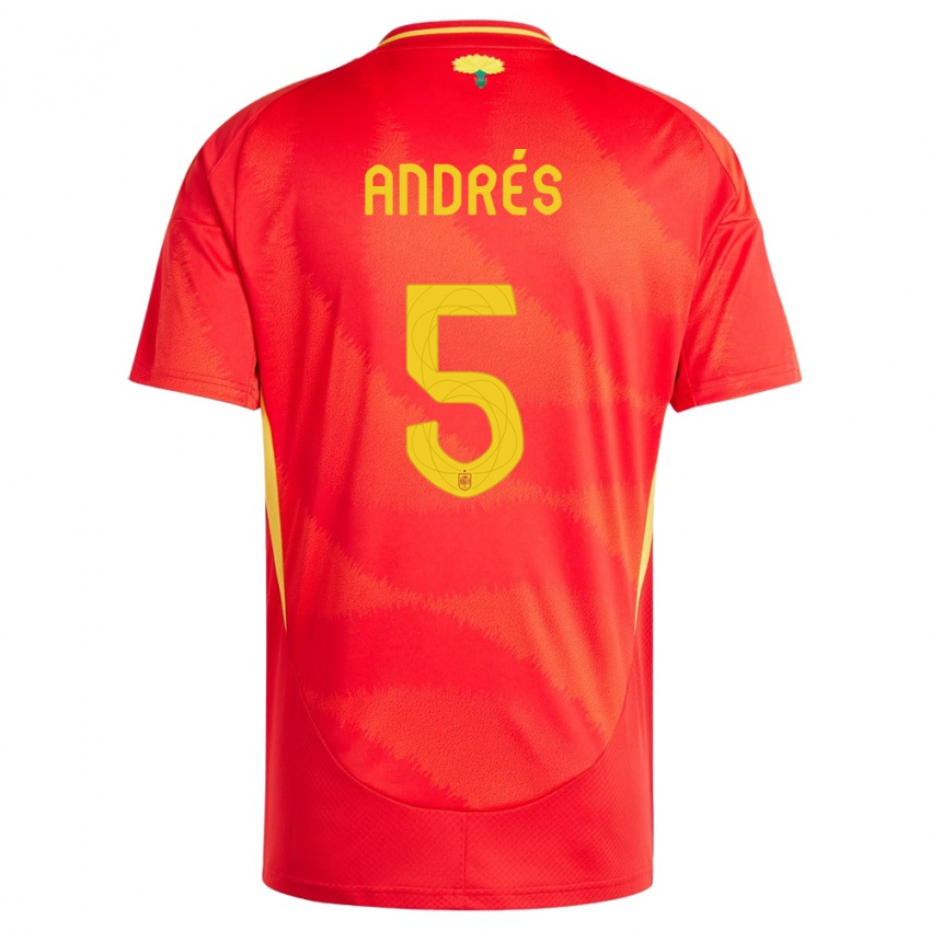 Mujer Camiseta España Ivana Andres #5 Rojo 1ª Equipación 24-26 La Camisa México