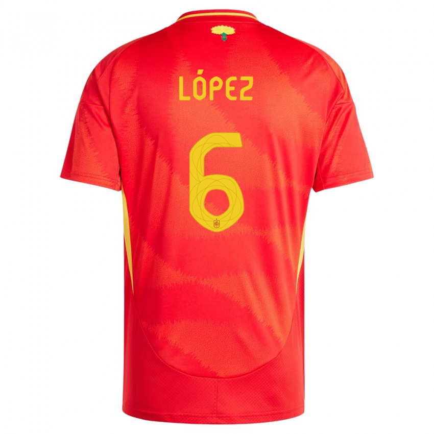 Mujer Camiseta España Maitane Lopez #6 Rojo 1ª Equipación 24-26 La Camisa México