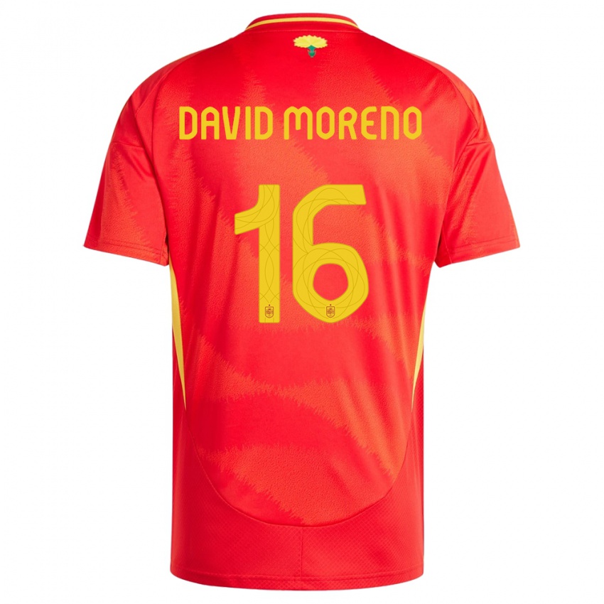 Mujer Camiseta España Antonio David Moreno #16 Rojo 1ª Equipación 24-26 La Camisa México