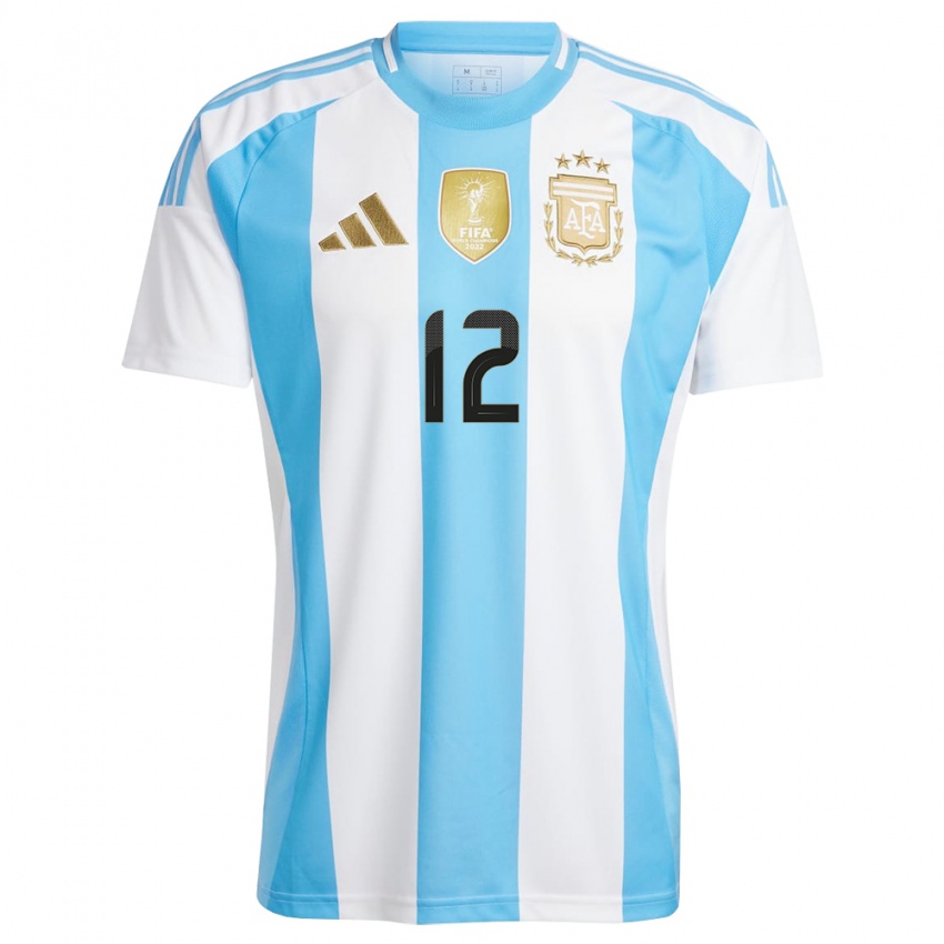 Mujer Camiseta Argentina Franco Herrera #12 Blanco Azul 1ª Equipación 24-26 La Camisa México