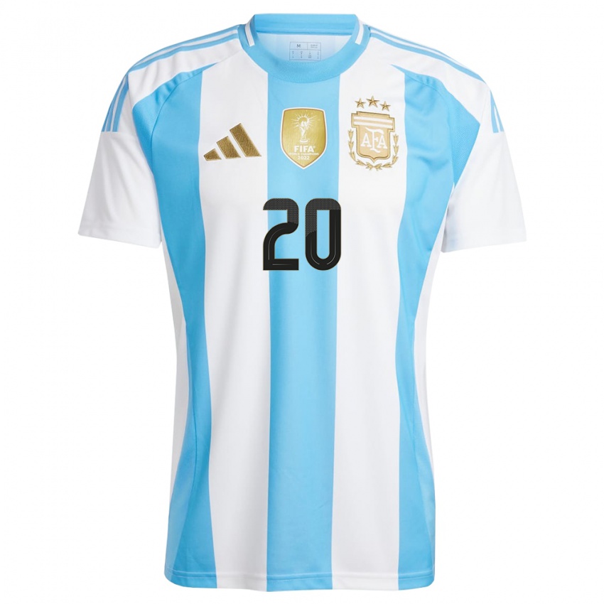 Mujer Camiseta Argentina Thiago Almada #20 Blanco Azul 1ª Equipación 24-26 La Camisa México