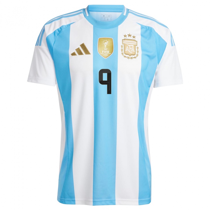 Mujer Camiseta Argentina Adolfo Gaich #9 Blanco Azul 1ª Equipación 24-26 La Camisa México