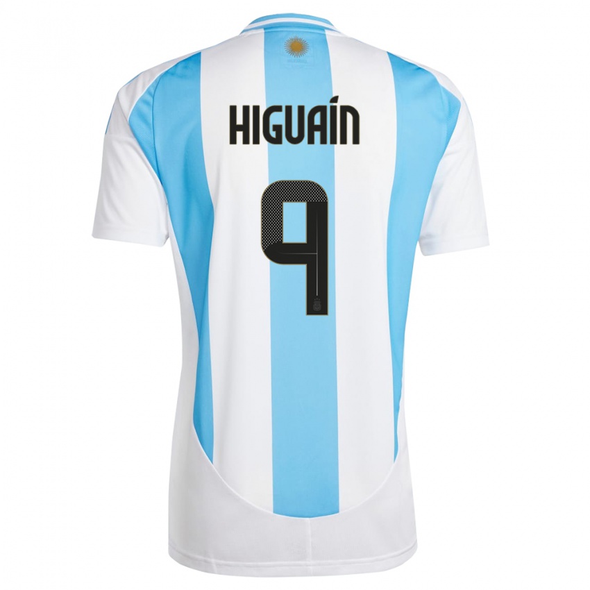 Mujer Camiseta Argentina Gonzalo Higuain #9 Blanco Azul 1ª Equipación 24-26 La Camisa México