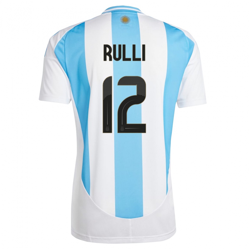 Mujer Camiseta Argentina Geronimo Rulli #12 Blanco Azul 1ª Equipación 24-26 La Camisa México