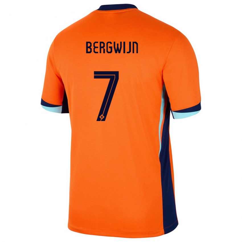 Mujer Camiseta Países Bajos Steven Bergwijn #7 Naranja 1ª Equipación 24-26 La Camisa México