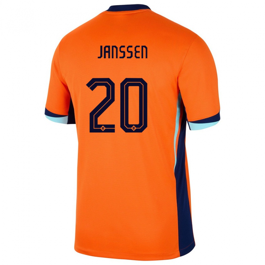 Mujer Camiseta Países Bajos Dominique Janssen #20 Naranja 1ª Equipación 24-26 La Camisa México