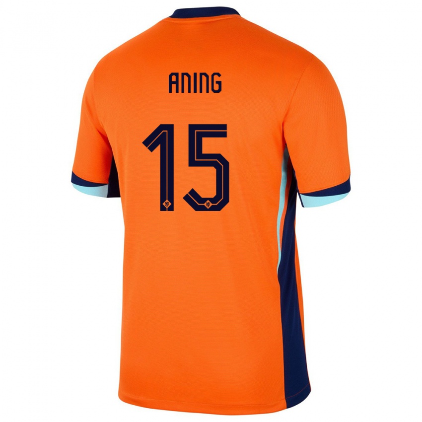 Mujer Camiseta Países Bajos Prince Aning #15 Naranja 1ª Equipación 24-26 La Camisa México