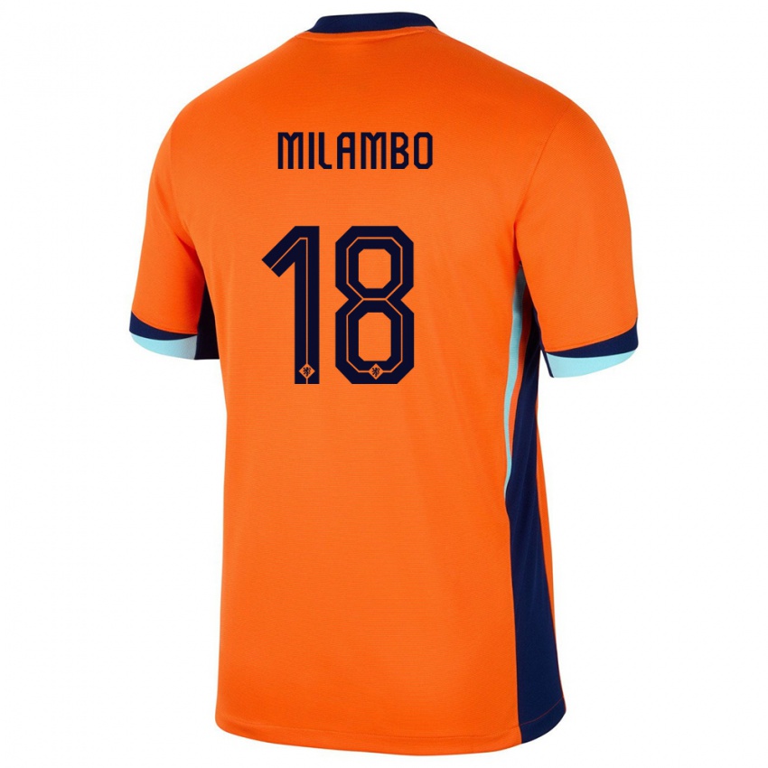 Mujer Camiseta Países Bajos Antoni Milambo #18 Naranja 1ª Equipación 24-26 La Camisa México