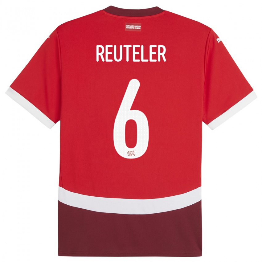 Mujer Camiseta Suiza Geraldine Reuteler #6 Rojo 1ª Equipación 24-26 La Camisa México