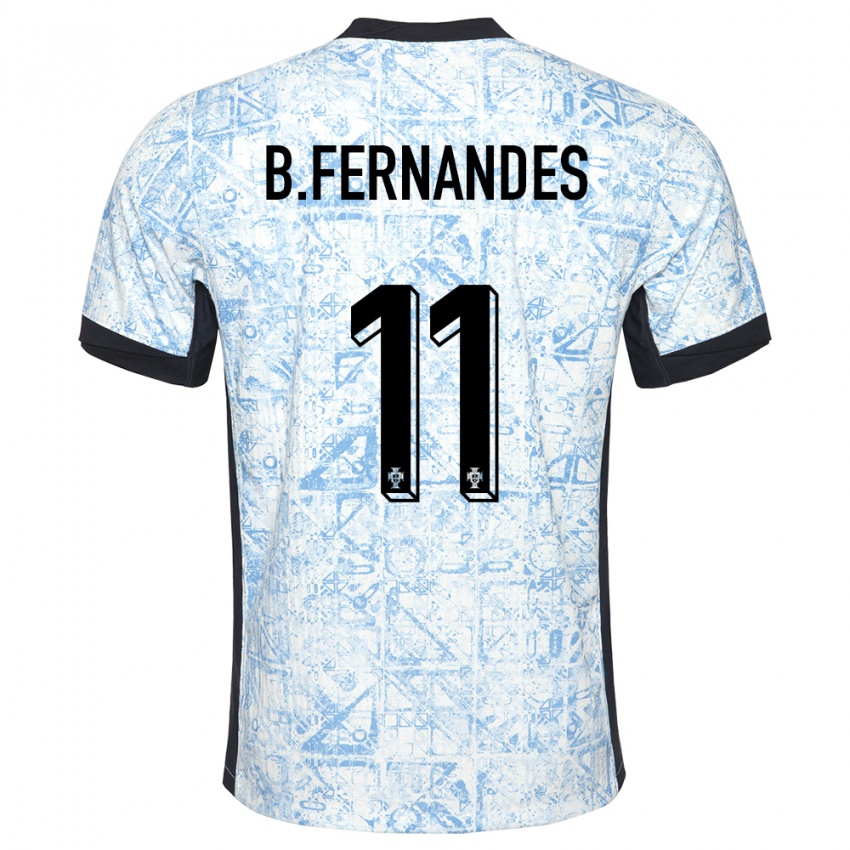 Mujer Camiseta Portugal Bruno Fernandes #11 Crema Azul 2ª Equipación 24-26 La Camisa México