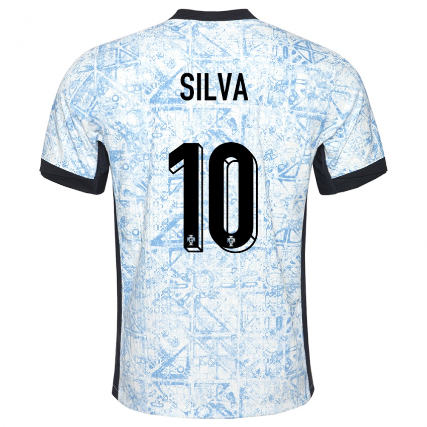 Mujer Camiseta Portugal Jessica Silva #10 Crema Azul 2ª Equipación 24-26 La Camisa México