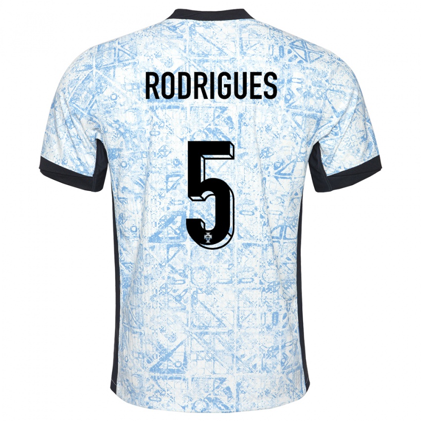 Mujer Camiseta Portugal Rafael Rodrigues #5 Crema Azul 2ª Equipación 24-26 La Camisa México