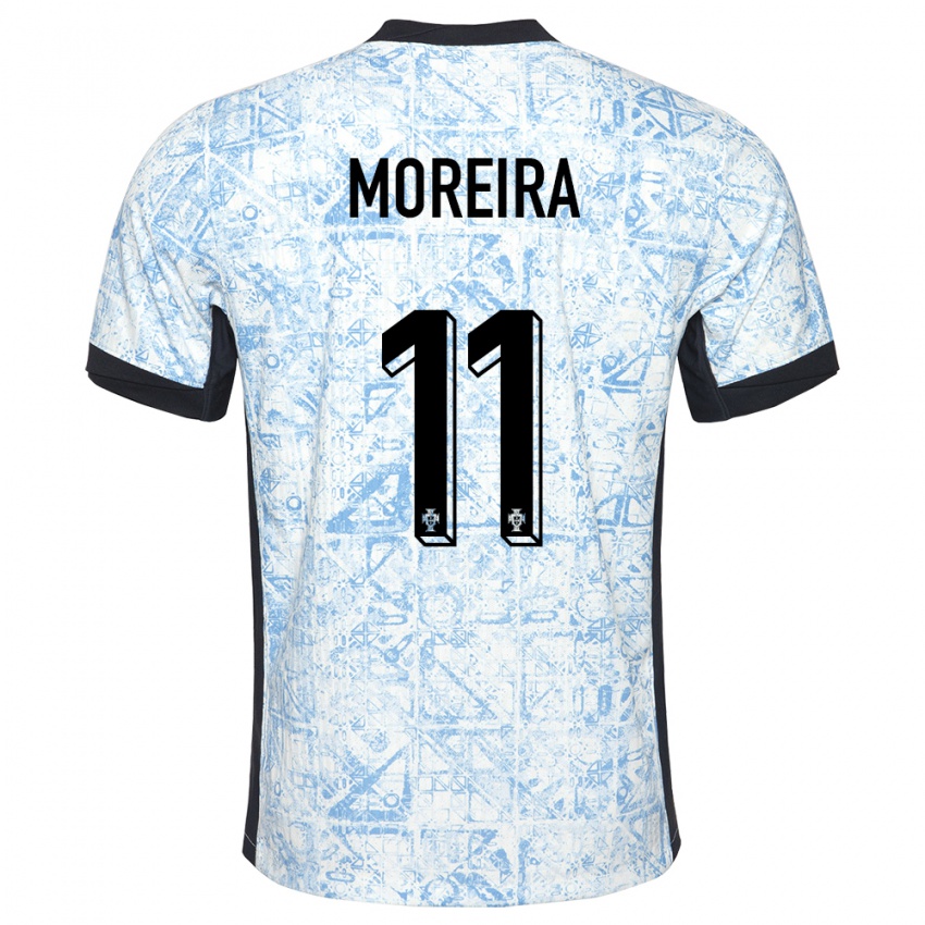 Mujer Camiseta Portugal Diego Moreira #11 Crema Azul 2ª Equipación 24-26 La Camisa México