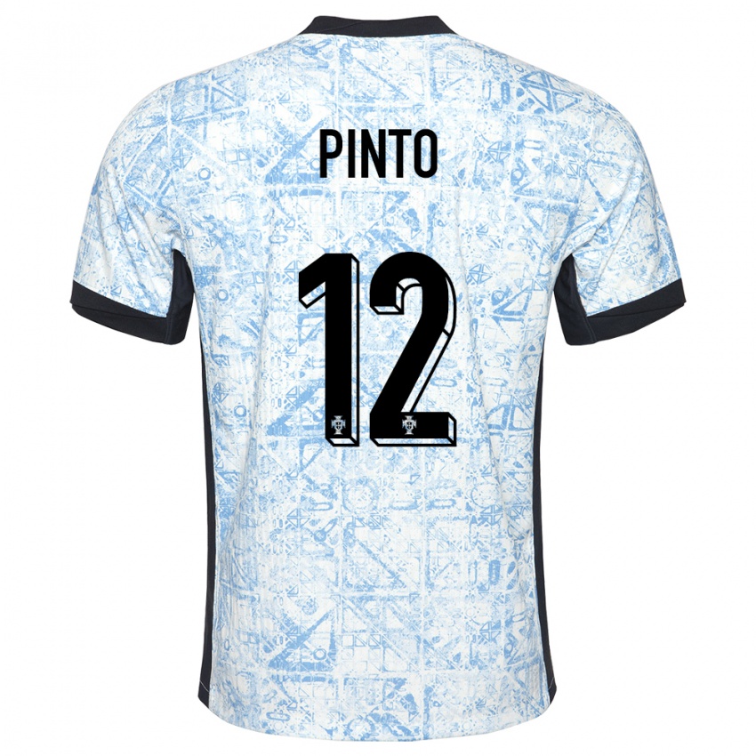 Mujer Camiseta Portugal Diogo Pinto #12 Crema Azul 2ª Equipación 24-26 La Camisa México