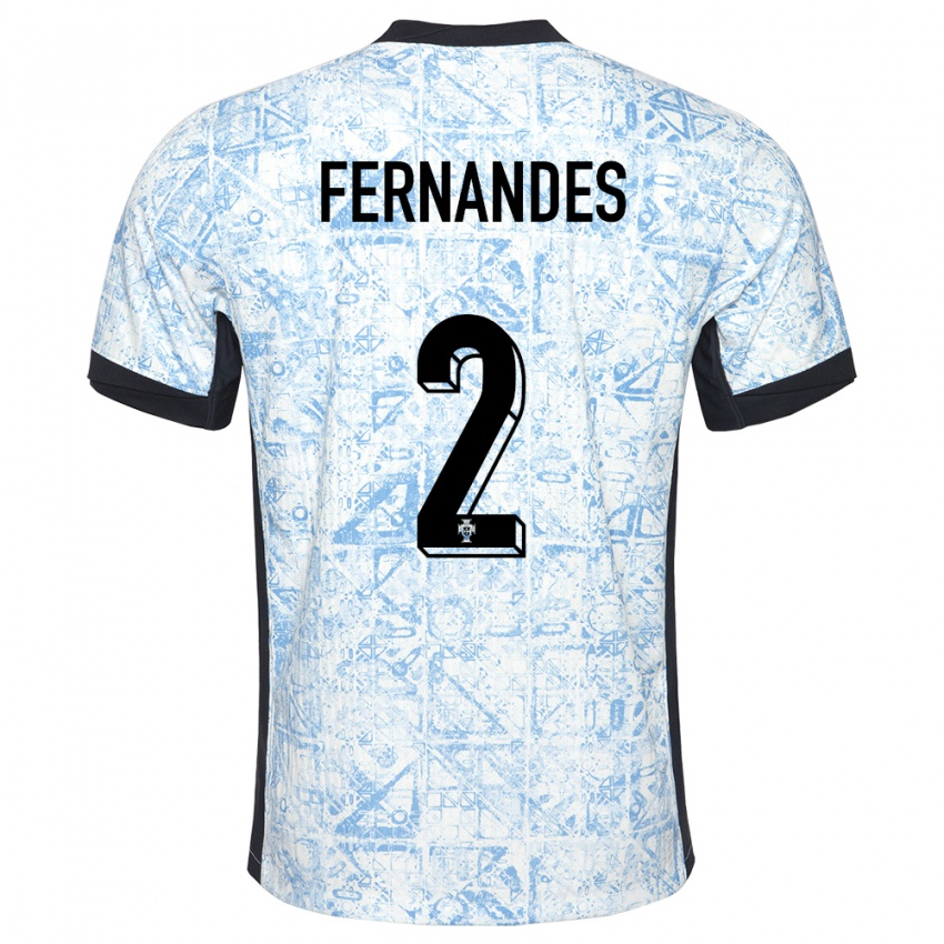 Mujer Camiseta Portugal Martim Fernandes #2 Crema Azul 2ª Equipación 24-26 La Camisa México