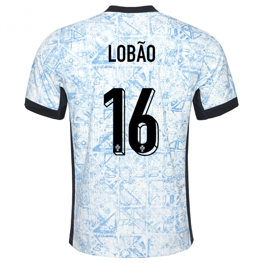 Mujer Camiseta Portugal Diogo Lobao #16 Crema Azul 2ª Equipación 24-26 La Camisa México