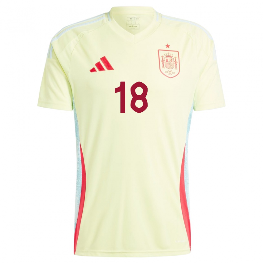 Mujer Camiseta España Jordi Alba #18 Amarillo 2ª Equipación 24-26 La Camisa México