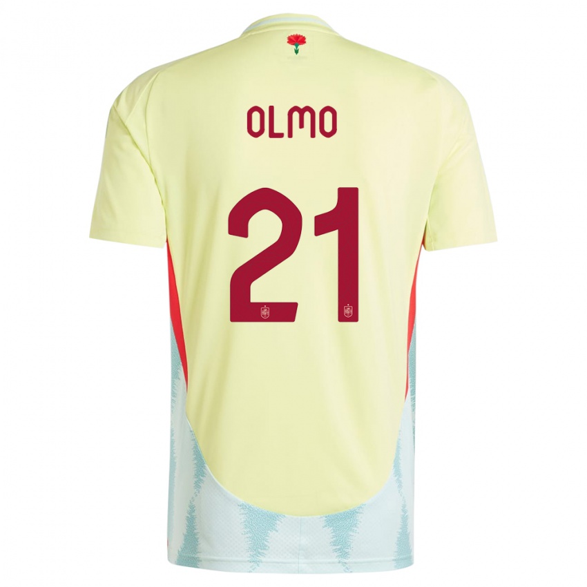 Mujer Camiseta España Dani Olmo #21 Amarillo 2ª Equipación 24-26 La Camisa México