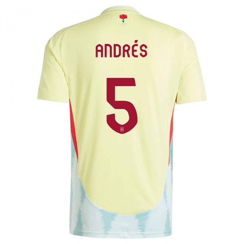 Mujer Camiseta España Ivana Andres #5 Amarillo 2ª Equipación 24-26 La Camisa México