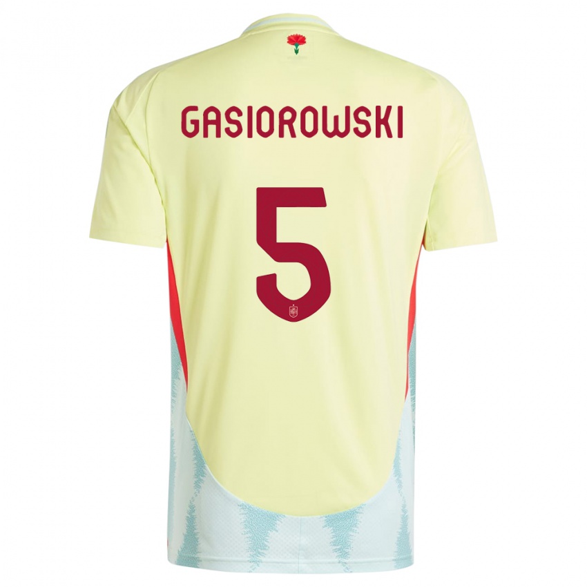 Mujer Camiseta España Yarek Gasiorowski #5 Amarillo 2ª Equipación 24-26 La Camisa México
