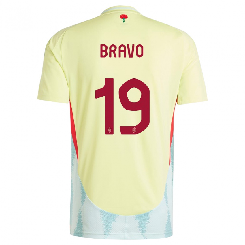Mujer Camiseta España Iker Bravo #19 Amarillo 2ª Equipación 24-26 La Camisa México