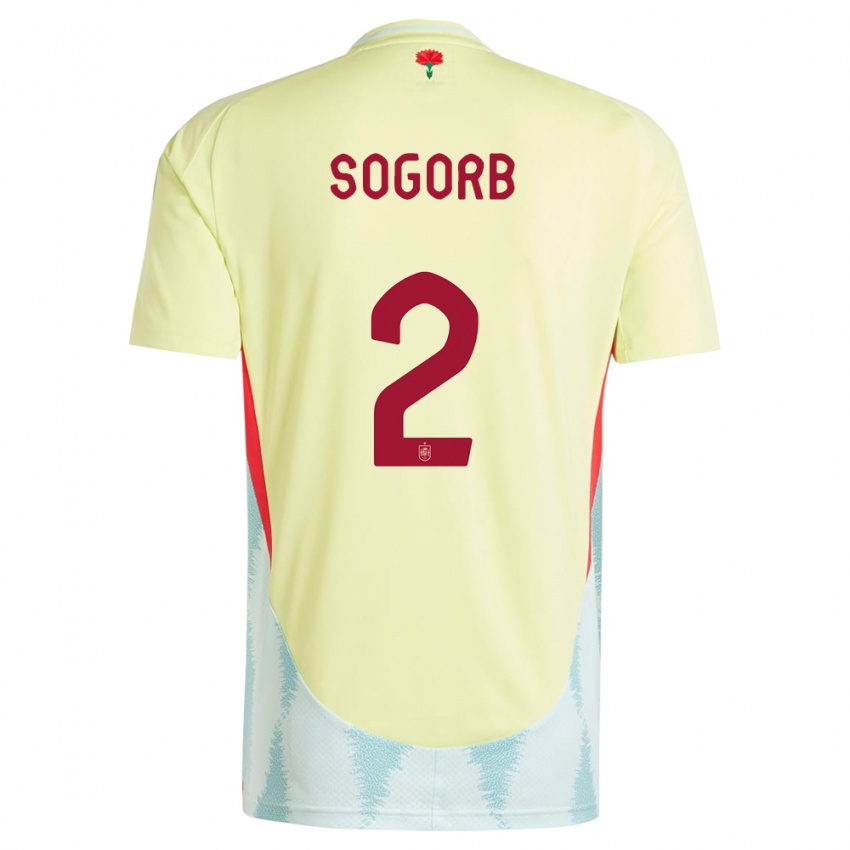 Mujer Camiseta España Carles Sogorb #2 Amarillo 2ª Equipación 24-26 La Camisa México