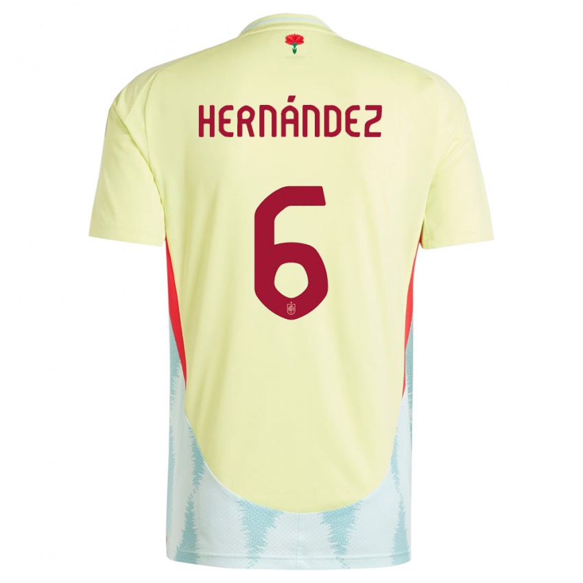 Mujer Camiseta España Gerard Hernandez #6 Amarillo 2ª Equipación 24-26 La Camisa México