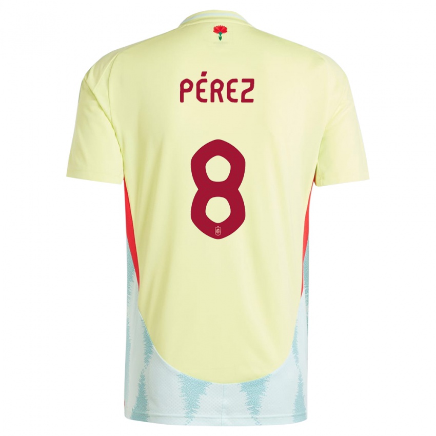 Mujer Camiseta España Dani Perez #8 Amarillo 2ª Equipación 24-26 La Camisa México