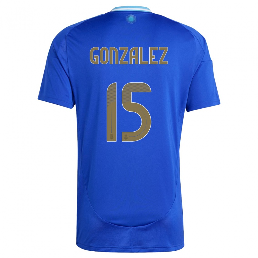 Mujer Camiseta Argentina Nicolas Gonzalez #15 Azul 2ª Equipación 24-26 La Camisa México