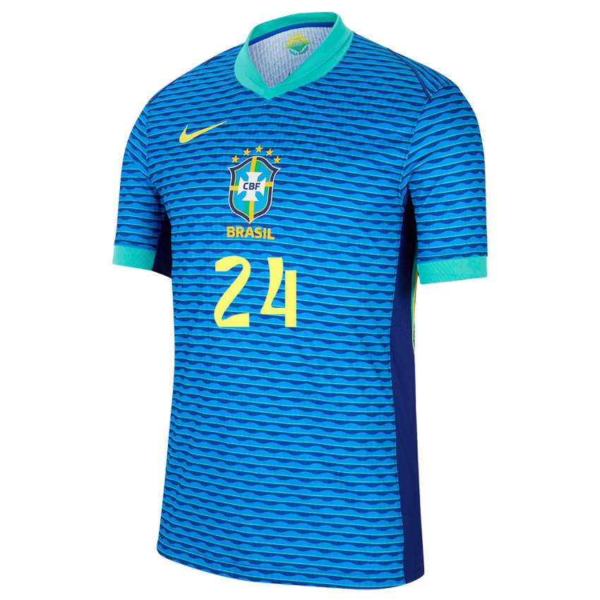 Mujer Camiseta Brasil Roberto Firmino #24 Azul 2ª Equipación 24-26 La Camisa México