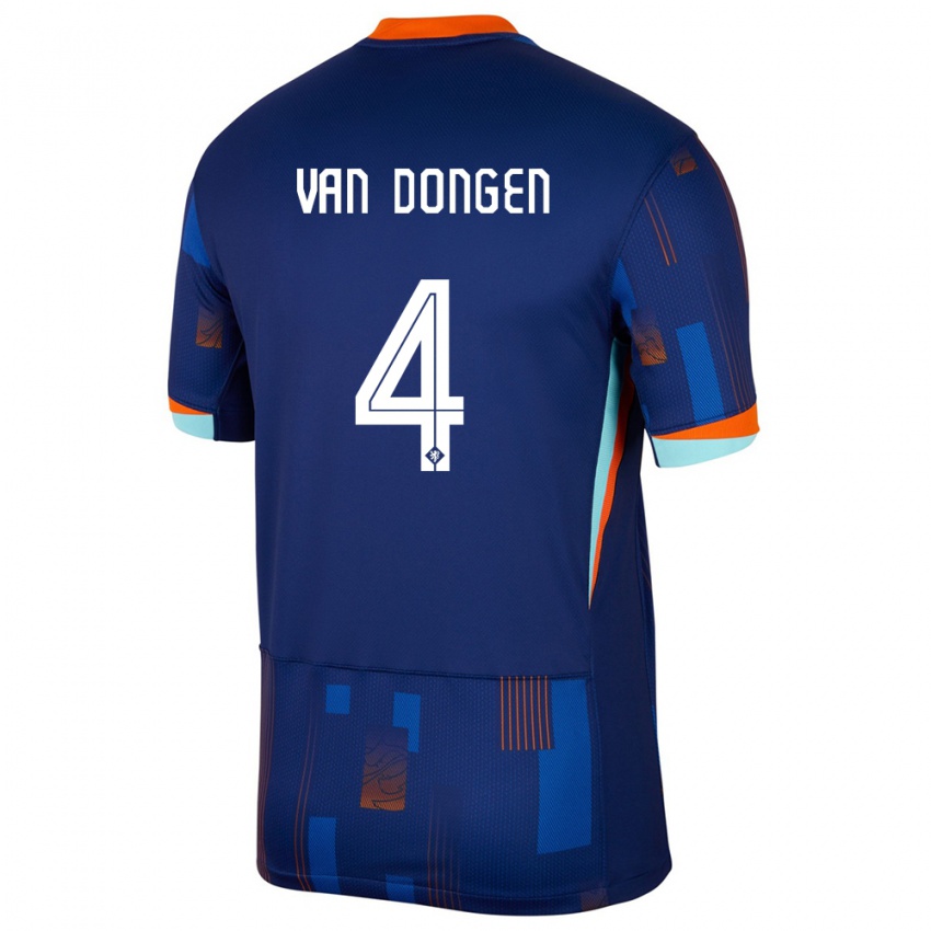 Mujer Camiseta Países Bajos Merel Van Dongen #4 Azul 2ª Equipación 24-26 La Camisa México