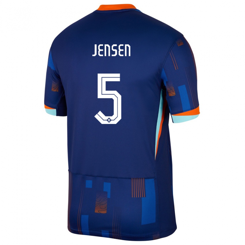 Mujer Camiseta Países Bajos Koen Jensen #5 Azul 2ª Equipación 24-26 La Camisa México