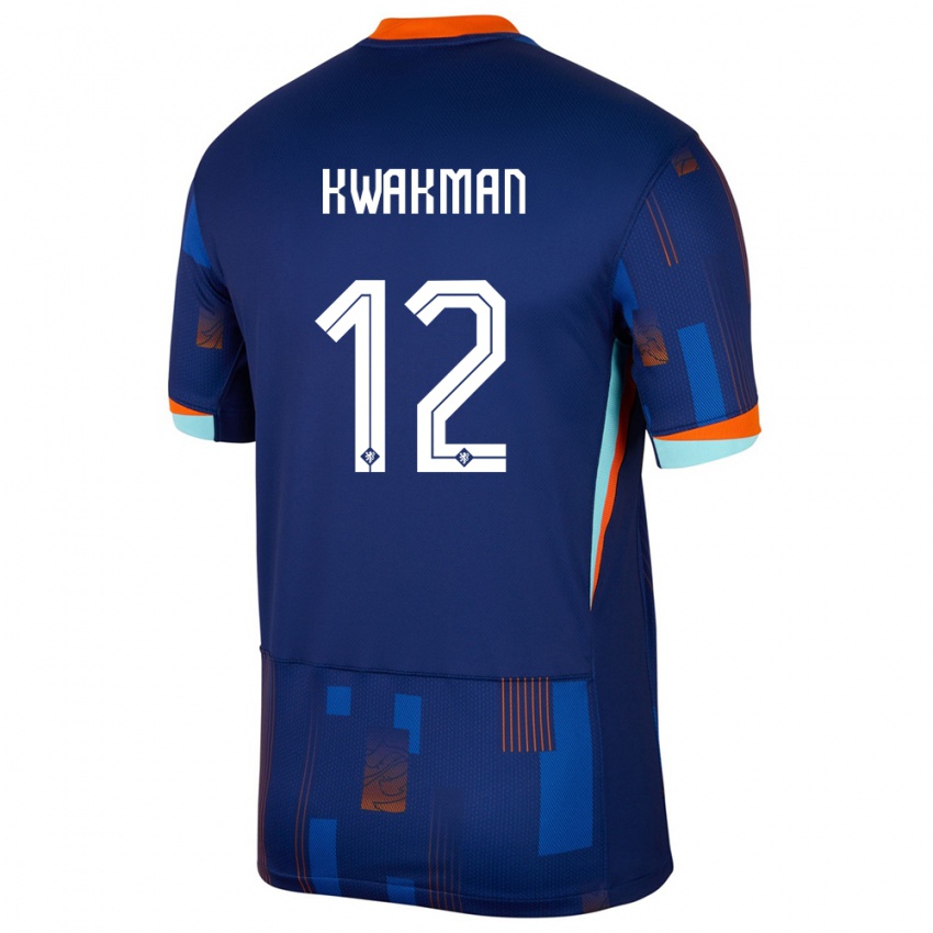 Mujer Camiseta Países Bajos Dave Kwakman #12 Azul 2ª Equipación 24-26 La Camisa México