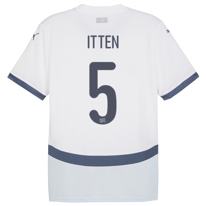 Mujer Camiseta Suiza Cedric Itten #5 Blanco 2ª Equipación 24-26 La Camisa México