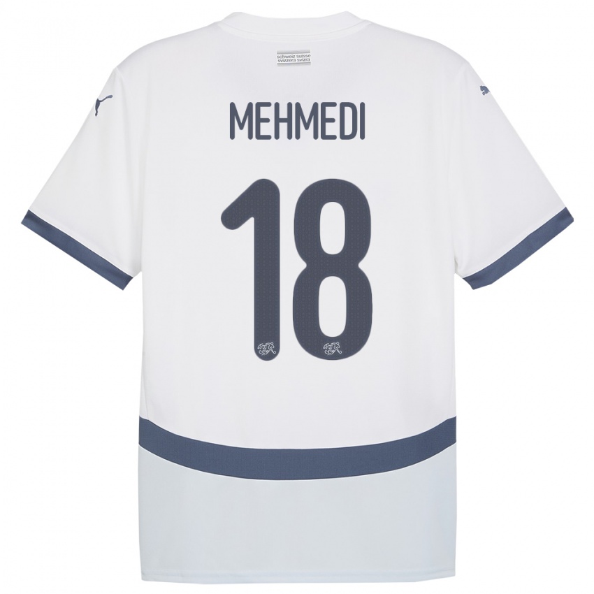 Mujer Camiseta Suiza Admir Mehmedi #18 Blanco 2ª Equipación 24-26 La Camisa México